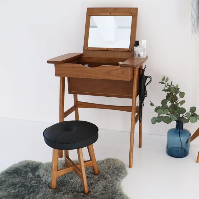 ドレッサー スツール 2点 セット 鏡台 化粧台 コンパクト 幅62cm 収納